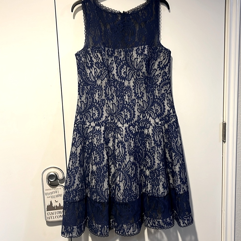 Tadashi Shoji Blue Lace Cocktail Dress